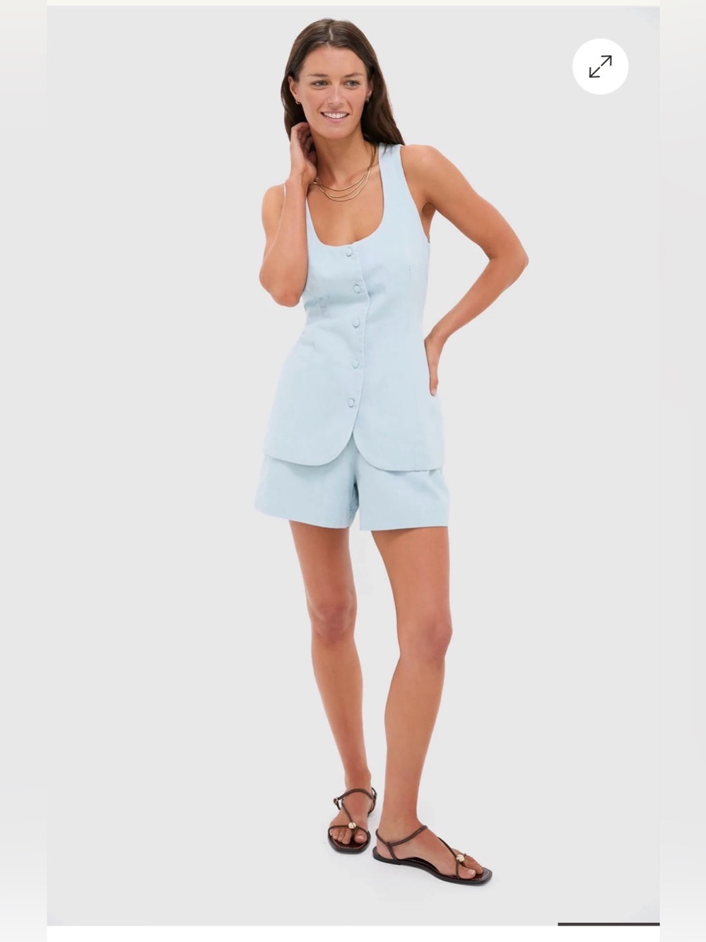 Tuckernuck NWT Light Wash Denim Brett Blue Sleeveless Button Vest XS